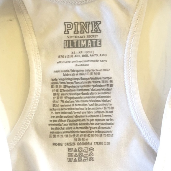 Victoria’s Secret Pink Ultimate metallic Graphic Racerback Sport Bra Size XS - Picture 4 of 9